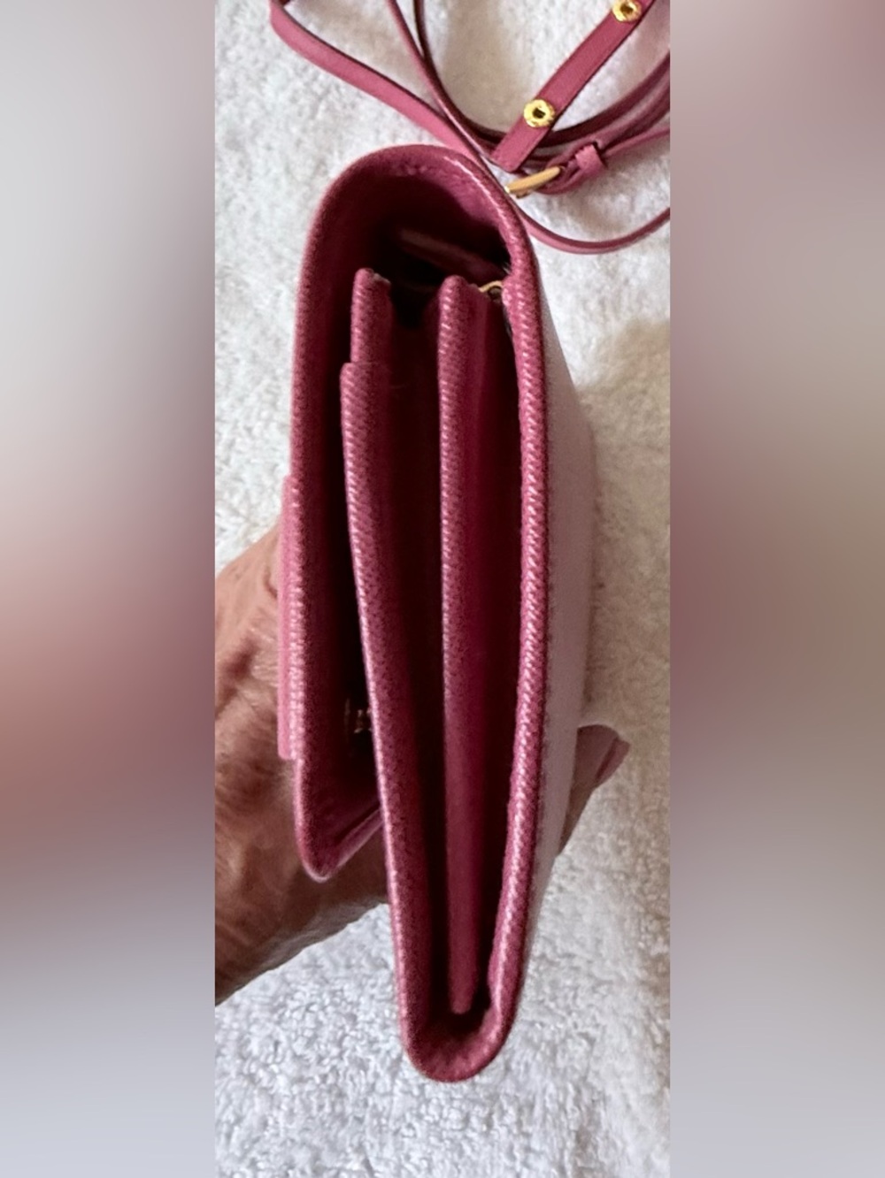 Prada Rose Pink Saffiano Bow Crossbody Wallet / Crossbody - Picture 9 of 16
